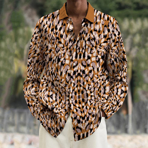 Dernier modèle de chemise <span class=keywords><strong>disco</strong></span> à col pointu aristocrate fleur de rose chemise rétro à manches longues léopard chemise <span class=keywords><strong>polo</strong></span> boutonnée - Product Image 1