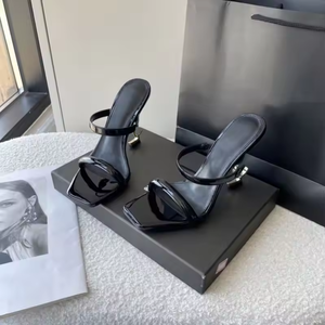 Sandalias de Tacón Alto de Diseñador de Lujo, Cuero Genuino, Moda de Verano, Zapatos de Tacón Alto para Mujer, Zapatos de Novia, Tacones con Logotipo Personalizado - Product Image 3