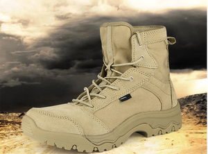 Bottes tactiques à coupe haute pour hommes Trekking résistant Style extérieur Maille EVA imperméable avec fermeture à lacets pour l'été et l'hiver - Product Image 5