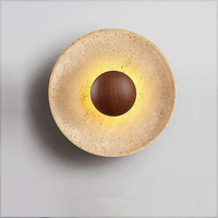 Lampe murale LED en travertin jaune WabiSabi japonaise, 12W, lampe de lecture LED pour chambre à coucher, tête de lit, couloir, salon