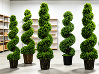 Arbre artificiel en buis en spirale en pot, fausse verdure torsadée, pour la décoration paysagère de villas, hôtels et centres commerciaux