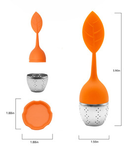 BPA Free Silicone per tè infusore in Silicone manico in acciaio inox filtro per tè sfuso o tisana - Product Image 2