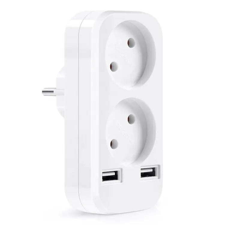 European Style Dual Usb 5v 2a Power Port 3 Pin Output Power Wall Socket Plugs And Sockets