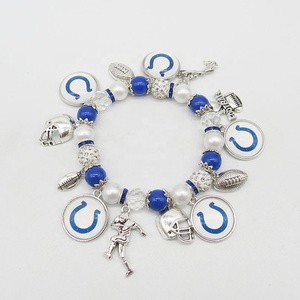 Bracelet Perles Pendentif Équipe de Football Vente en Gros Usine, Bracelet Unisexe Tendance en Alliage Plaqué Argent pour Cadeaux Sportifs - Product Image 2