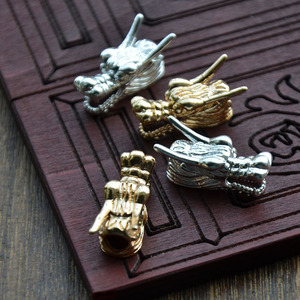Cuentas espaciadoras de cobre con cabeza de dragón de 9x26 mm, chapadas en oro y plata, para la fabricación de collares - Product Image 2