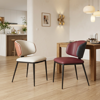 Chaise de salle à manger ergonomique moderne en cuir de luxe, forme coquille, rembourrée, avec cadre en métal doré, chaise d'appoint inclinable pour la maison et le café