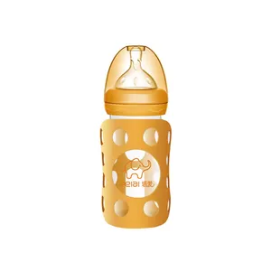 Babykinderglas Fütterflasche Nippel 240 ml Milch-Wasserflasche mit Griff Silikon für Neugeborene individueller Standard