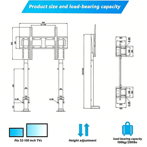 Mecanismo Motorizado de Doble Motor para Levantar <span class=keywords><strong>TV</strong></span> Debajo de la Cama con Control Remoto para <span class=keywords><strong>TV</strong></span> de 52 a 100 Pulgadas, Oculto Debajo de la Cama - Product Image 5