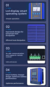 Régulateur de charge solaire intelligent <span class=keywords><strong>MPPT</strong></span> 30A 60A 100A Régulateur de batterie LCD WIFI 12V24V36V48V pour Homr RV Système solaire hors réseau - Product Image 6
