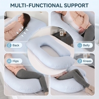 Oreiller de grossesse en forme de G en velours, amovible et lavable, pour un soutien complet du corps, oreiller de maternité pliable