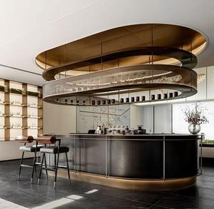 Comptoir de réception en acier inoxydable de haute qualité, forme personnalisée, éclairage LED supérieur, panneau publicitaire pour <span class=keywords><strong>café</strong></span> Mal - Product Image 5