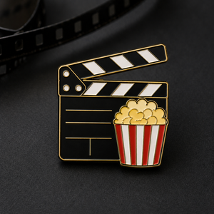 Al por mayor, pines de solapa de metal esmaltados de alta calidad, personalizados con diseño de palomitas de maíz y temática de <span class=keywords><strong>cine</strong></span>, para regalos promocionales de <span class=keywords><strong>cine</strong></span> - Product Image 2