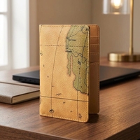Portefeuille de voyage en cuir PU Boshiho Factory avec motif carte, étui pour passeport et cartes, porte-passeport en cuir