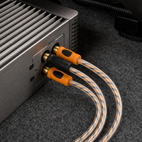 Kabel Interkoneksi Stereo RCA, Kabel Jalin Transparan dengan Colokan Berwarna Merah Hitam Biru Oranye untuk Peralatan Audio