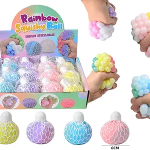 Neue Bonbon farbe Stress abbau Trauben ball Zappeln sensorische Stress abbau Spielzeug für Kinder Erwachsene Regenbogen farbige Mesh Stress Ball