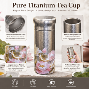 Nouvelle tasse <span class=keywords><strong>thermos</strong></span> mini en titane à isolation sous vide - Tasse cadeau portable de luxe léger de style chinois pour femmes - Product Image 2