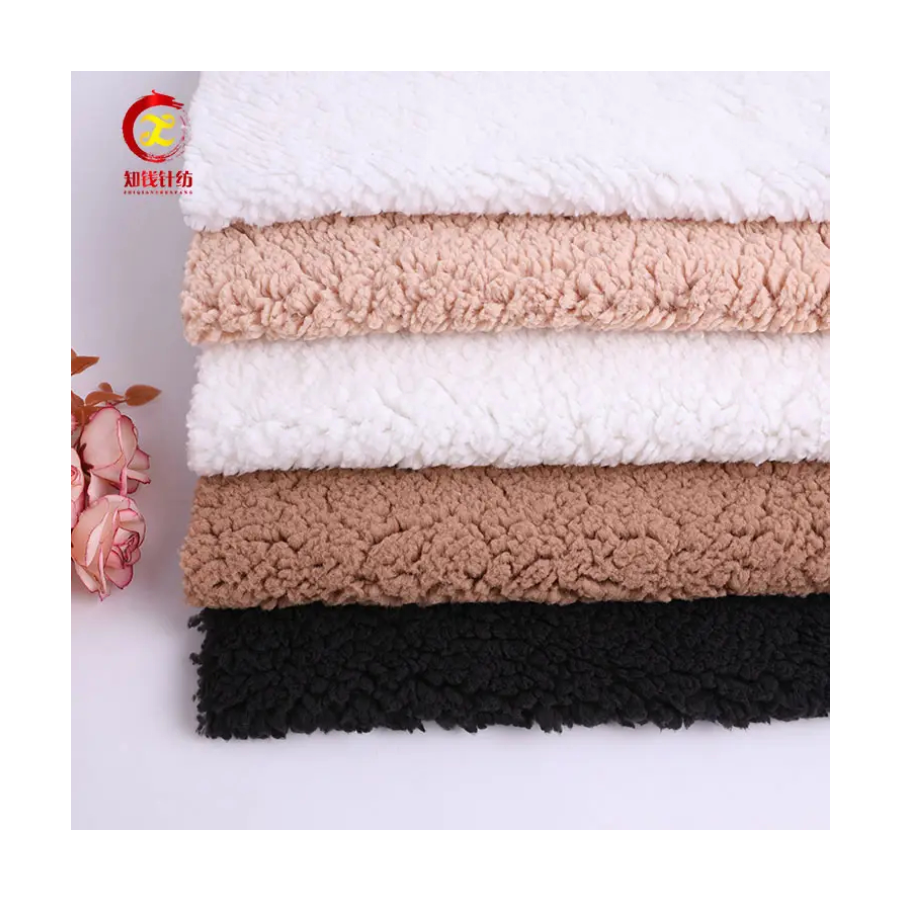 Functional Stock Polyester Sherpa Fleece Fabric For Blankets