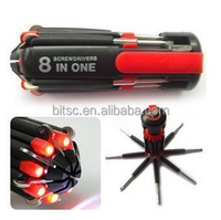 Tournevis électrique Portable 8 en 1 tour vis Kit ensemble d'outils avec 6 lampe de poche LED outil de poche pliant porte-clés tournevis
