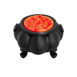 Ornement de bureau LHENGTT Caldeirons de Sorcière Noirs, Pot en PLA Imprimé en 3D avec Couvercle Texturé Orange, Unisexe, 8-13 ans, pour Décoration de Bureau - Product Image 3