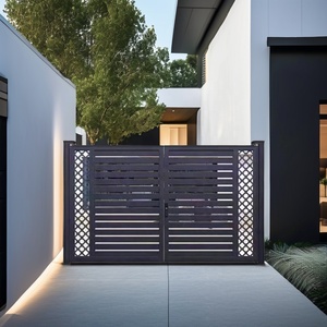 Puerta abatible <span class=keywords><strong>de</strong></span> aluminio <span class=keywords><strong>de</strong></span> alto estilo, revestimiento en polvo, <span class=keywords><strong>listones</strong></span> <span class=keywords><strong>de</strong></span> puerta <span class=keywords><strong>de</strong></span> entrada <span class=keywords><strong>de</strong></span> <span class=keywords><strong>madera</strong></span> terminados, valla <span class=keywords><strong>de</strong></span> granja <span class=keywords><strong>de</strong></span> jardín, enrejado, puerta corredera perfecta - Product Image 4