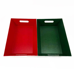 Bandeja de almacenamiento de lujo personalizada <span class=keywords><strong>para</strong></span> frutas y dulces, caja de regalo vacía de cartón trapezoidal roja y verde <span class=keywords><strong>para</strong></span> <span class=keywords><strong>Navidad</strong></span>, con asas - Product Image 4