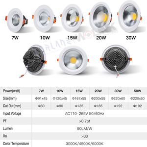 Nhà văn phòng cao lumen 3000K 4500K 6000K trong nhà LED downlights chống chói tại chỗ Trần xuống ánh sáng COB - Product Image 2