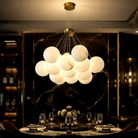 Lustre en marbre français et espagnol, en laiton massif, couleur crème, luminaire suspendu en forme de planète pour salon, salle à manger, chambre, bureau, villa
