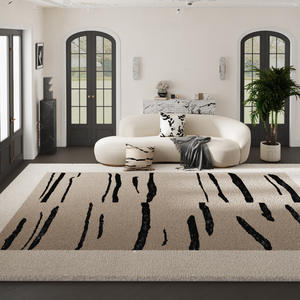 Tapis moderne rayé Jinrui en fibre de polyester, grande taille, antidérapant, lavable à l'eau, motif géométrique, pour salon et chambre - Product Image 2