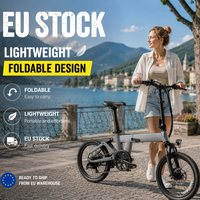 Vélo électrique pliable léger 20 pouces à pneus larges, batterie lithium 36V 10Ah, moteur moyeu arrière 250W, 7 vitesses, autonomie 60km, stock UE