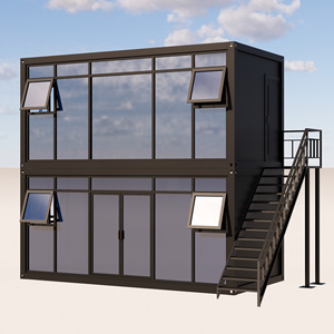 Casa Contenedor Modificada de Diseño Industrial Rectangular con Escaleras y Ventanas para Uso Residencial - Product Image 1