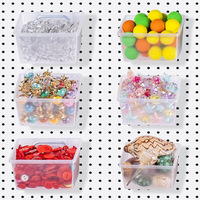 Bacs de rangement pour panneaux perforés avec crochets métalliques, bacs de rangement noirs pour panneaux perforés, conteneurs pour accessoires d'organisation de panneaux perforés