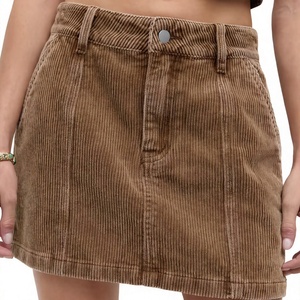 Nouvelle jupe mini moulante taille haute extensible pour femme 2026, avec poches à sequins, coupe classique, 100 % coton, style vintage, automne - Product Image 3