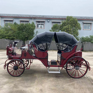 Carruaje de Caballos Personalizado de Color Rojo para Bodas con Toldo, Vagoneta Turística, Carruaje Real Eléctrico de Caballos en Venta - Product Image 5