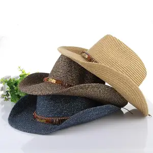 AAA238 2020 New Style Fashion Outdoor Metallic feathers Cowboy Cap fedora jazz hats Fishing bucket Cowboy Straw Hat
