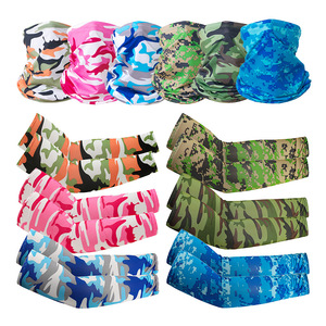 Cycling Arm Sleeves And Neck Warmer Set Ice Silk UV Protection Outdoor Sports Unisex Adult Solid Color - Product Image 3