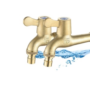 Grifo de lavabo de latón de doble manija de 5.0-6.9 pulgadas, montado en cubierta, estilo de lujo con doble salida para uso en fregadero - Product Image 2