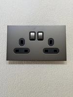 Interruptor de Pared Eléctrico 86, Marco de Acero Inoxidable, Color Gris Cepillado, Enchufe 13Auk, 250v, 2/3/4 Vías, Interruptor Moderno de 2 Vías con Atenuador, 10A, Retro