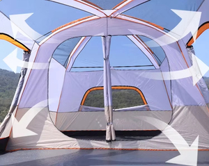 Carpa de Camping Familiar para 8-12 Personas, Impermeable, Fácil de Instalar, con Una Habitación, Ventanas de Ventilación para las Cuatro Estaciones, Tela Oxford, para Exteriores - Product Image 6
