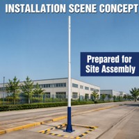 Poteau d'éclairage modulaire de 3 à 8 mètres, anti-corrosion, revêtement en poudre, poteau d'éclairage de sécurité extérieur pour clôture périmétrique