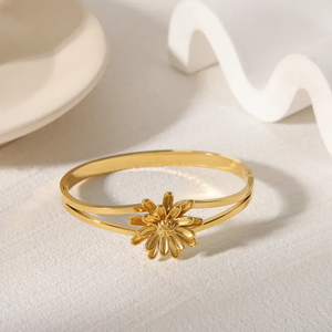 Bracelet de mode en acier inoxydable 304 plaqué or 18 carats vintage classique de couleur unie en vrac - Product Image 3