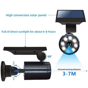 8 LED <span class=keywords><strong>Solaire</strong></span> Alimenté <span class=keywords><strong>Détecteur</strong></span> de Mouvement Extérieur Projecteur Intégré LED Noir Caméra de Sécurité <span class=keywords><strong>Solaire</strong></span> Veilleuse pour Mur de Jardin - Product Image 4