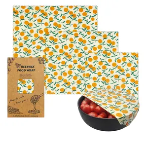 2023 Reusable Beeswax Food Wrap Eco Friendly Organic Bees Wax Food Storage Wrappers Bees Wax Wraps 1pc Set Soy Wax Wraps