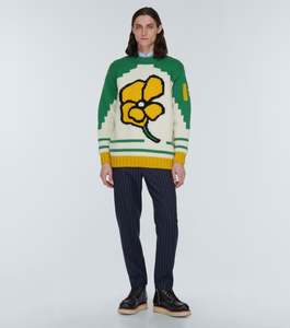 2023 personalizado OEM y ODM Intarsia Jersey de punto de manga larga cuello redondo suéter de lana - Product Image 2