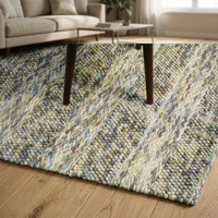 Timeless Modern Wool Handwoven Boho Rug Geometric Plush Pile Height Coastal Comfort for Every Home Transform Your Space
