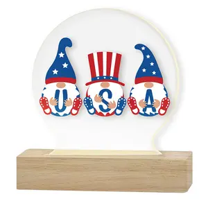 BES Custom Table Top Business Sign American National Day LED Acrylic Holder USA Lighted Tabletop Display