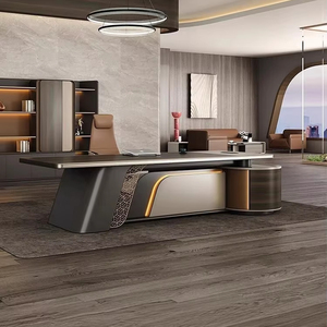 L hình hiện đại sang trọng quản lý Ông Chủ CEO văn phòng điều hành bàn với lưu trữ bên tủ đồ nội thất bảng thiết kế - Product Image 2