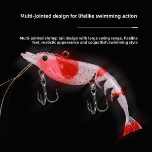 Set di 4 <span class=keywords><strong>esche</strong></span> <span class=keywords><strong>artificiali</strong></span> morbide in silicone a forma di gambero per la pesca, con ami e design multi-sezione - Product Image 4