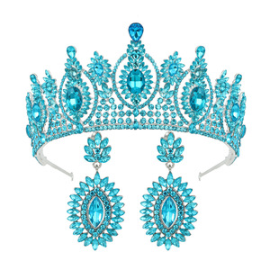 Ensemble de boucles d'oreilles et diadème de luxe princesse avec strass en cristal pour mariage couronne de mariée et couronne de luxe pour reines et femmes - Product Image 4