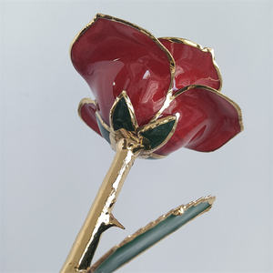 G-027 vera rosa fiori stabilizzati 24 k artificiale rosso placcato oro immerso fiore di rosa regalo di san valentino - Product Image 5
