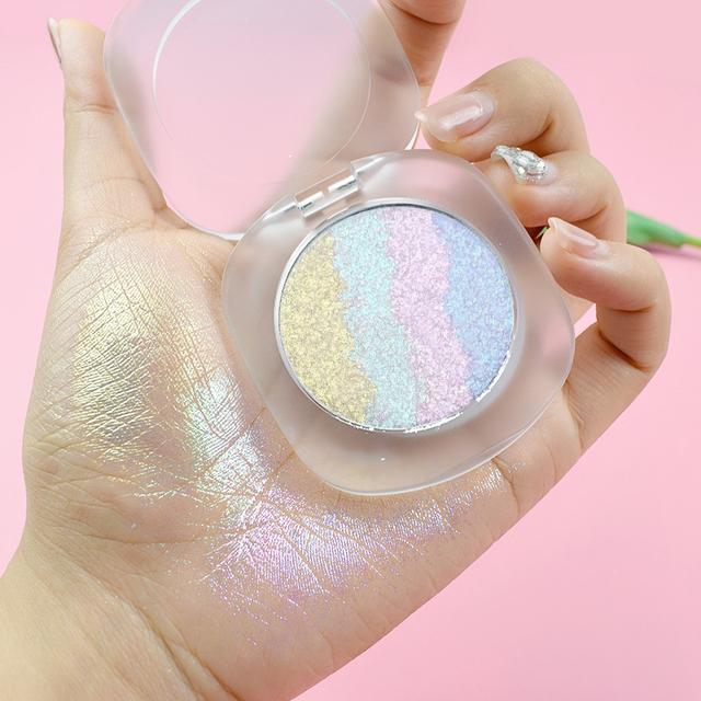 4 Colors in 1 Highlight Makeup Private Label Contouring Brighter Sparkle Gold White Powder Cream Face Highlighter Makeup Palette